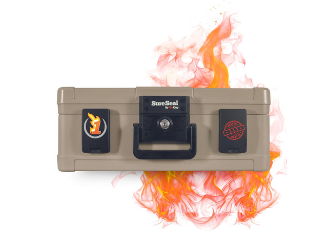 SureSeal Fire Safe with Key Lock, Taupe 1 Hour Fire Rated Safe - 100 Hour Water Resistant - Key Lock - Made in USA