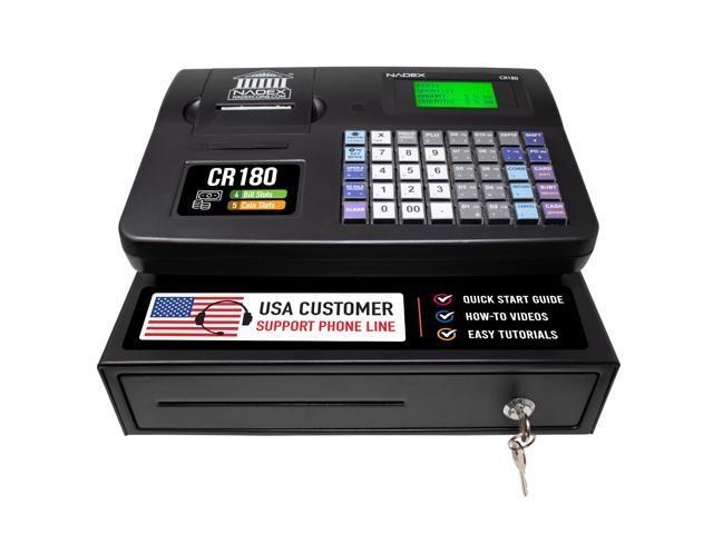 CR180 Electronic Cash Register, Steel Cash Drawer, Compact Design, Black