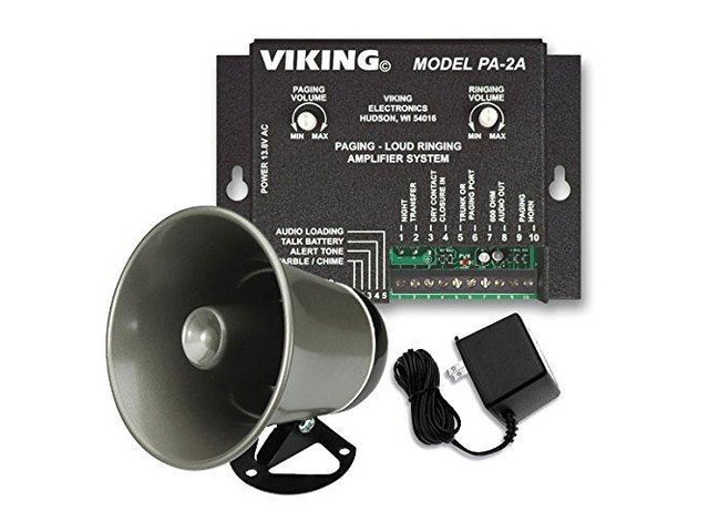 Paging System with Amplifier and Speaker Horn Fully Powered for Use with Office Phones