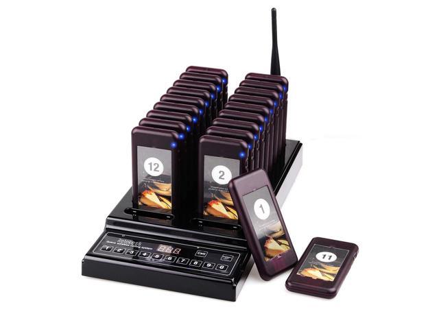 20-Pack Guest Paging System for Restaurants Food Trucks Coffee Shops Offices - 1,000-Meter Wireless Range with 20 Receivers Black