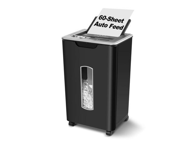 60 Sheets Auto Feed Paper Shredder for Home Office P-4, 15 Mins Runtime, 5.8 gal, Shreds CDs & Credit Cards