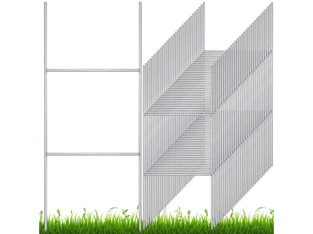 200 Pcs H Stake for Yard Sign 24'' x 10'' Metal Heavy Duty H Frame Lawn Wire Stake Metal Sign Holder Bulk for 250 Anniversary USA 4mm 5mm...