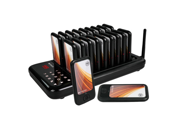 TD173 Restaurant Pager System, Buzzers for Restaurant, 20 Pagers for Food Court, Hotels, Churches, Turn Off The Beep, Custom Stickers, With...