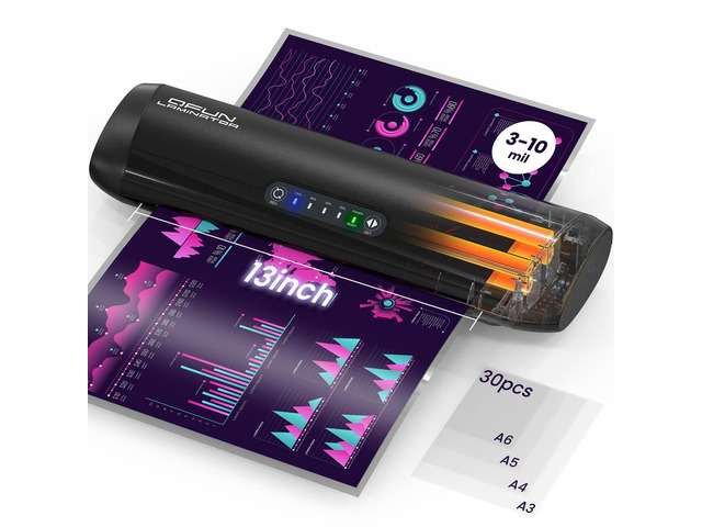3-10 Mil Commercial Laminator Machine with Laminating Sheets, 4-Roller Jam-Free Thermal Laminator Machine 11x17, Fast Warm-up 13 Inch Laminating...