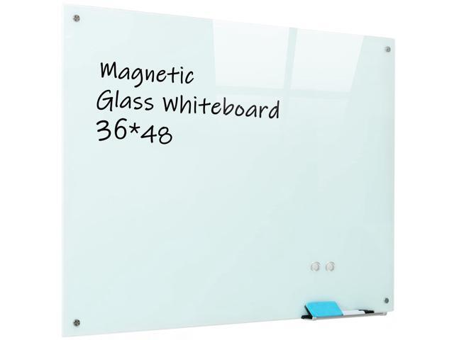 Magnetic Glass Whiteboard, 36'x48'(90x120cm) Frameless Dry Erase Board White Board Surface Wall Mounted for Office, Classroom & Home