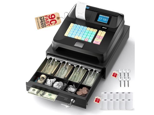 Cash Register for Small Businesses - Electronic Commercial Caja Registradora para Negocio with Locked Cash Drawer Box, 8 Digital Dual Display,...
