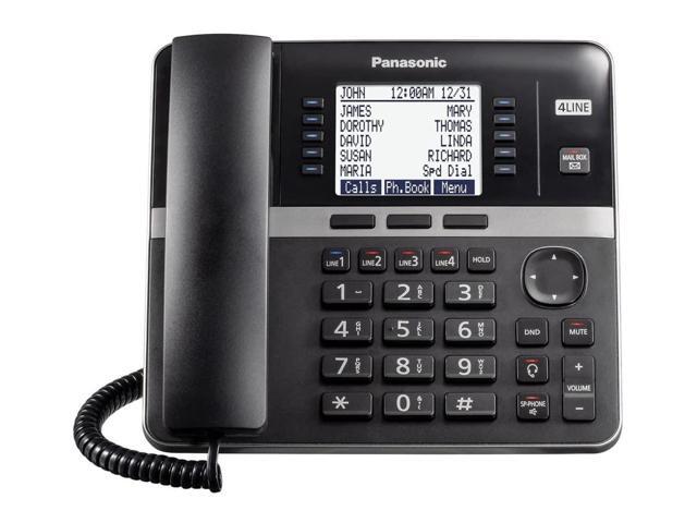 Office Phone System, Corded Base Station with 4 Lines, Corded Phone, Expandable to 10 Compatible Handsets Wirelessly - KX-TGW420B (Black)