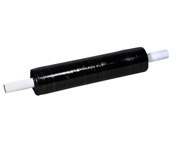 20' x 1000' Extended Core Opaque Stretch Film, Black, 80 Gauge, for Protecting Packages During Shipping and Storage, 4 Rolls
