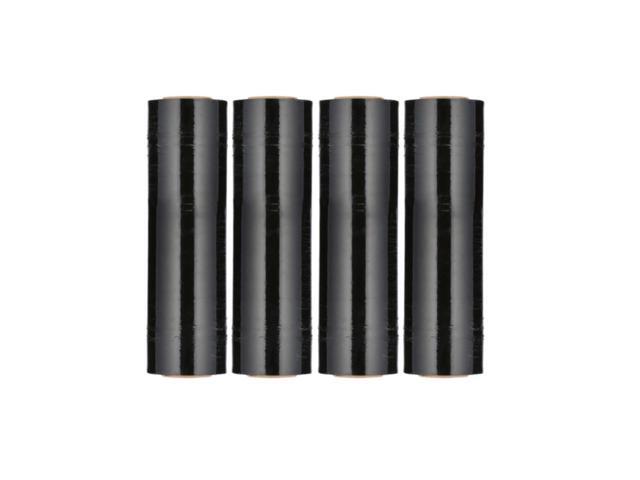 PSBM Black Stretch Wrap, 4 Roll 18 Inch x 1500 Feet 80 Gauge Heavy Duty up to 800% Ultimate Stretch Clear Plastic Wrap Industrial Strength Shrink...