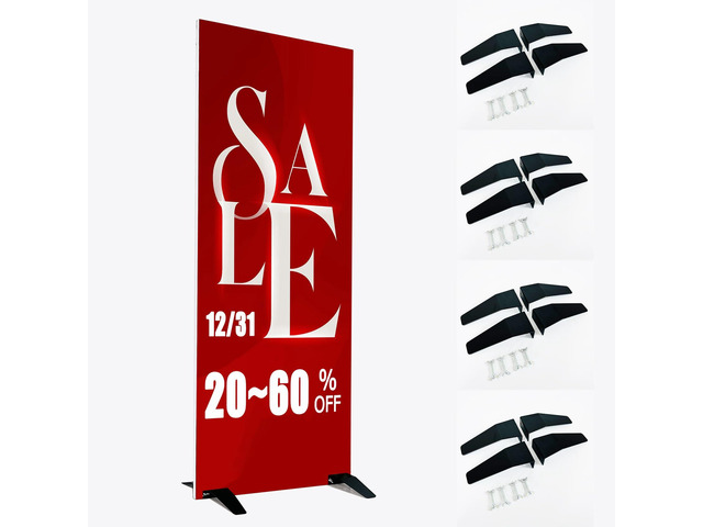 32 Pcs / 8 Sets Spider Feet Board Sign Holder Base Heavy Duty Metal Floor Mount Standing Sign Holder for Board Display Show (Base Only) (8)