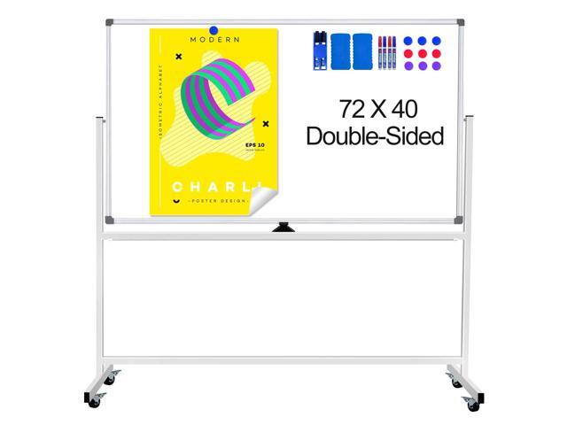 Large Rolling Whiteboard on Wheels 72 X 40, Double-Sided Mobile Dry Erase Board with Stand Magnetic White Board on Wheels, Portable Standing...