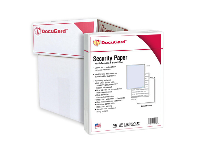Advanced Blue Multi-Purpose Security Paper, 7 Features, 8.5 x 11 Inches, 24 lb, 2500 Sheets (04546C)