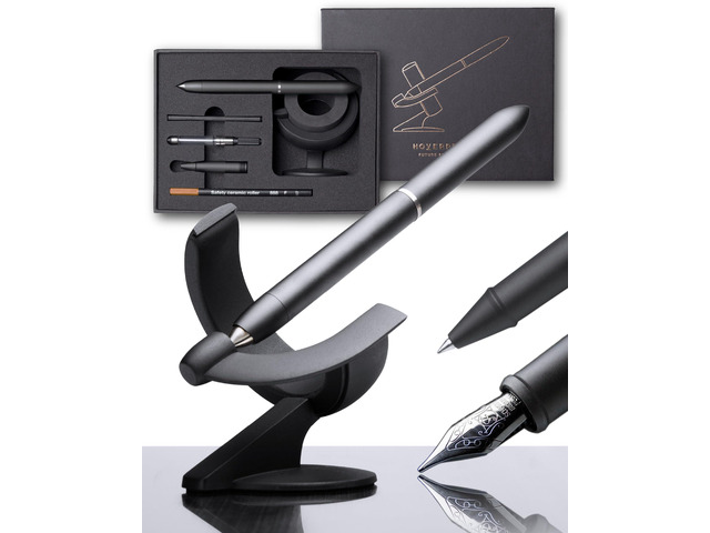 Hoverpen Future - Luxury Fountain Pen & Rollerball Pen All-In Gift Box, Schmidt Nib (Fine), Converter, Extra Refill, Aerospace Metal, Best Pen Gift...