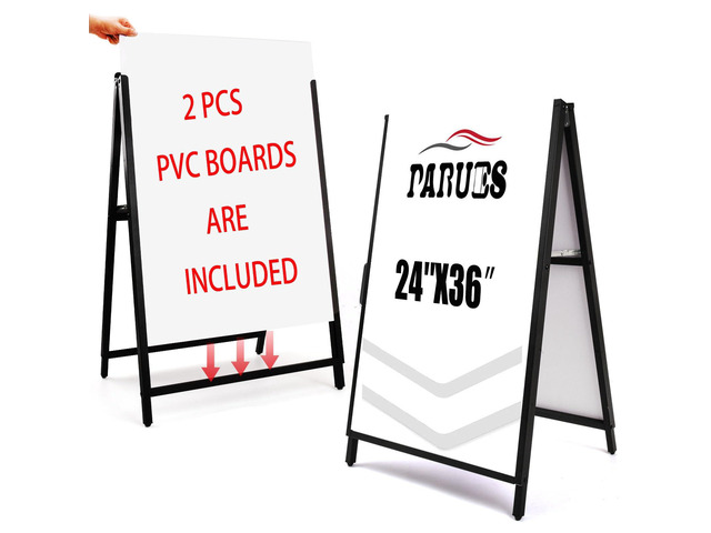 A Frame Sidewalk Sign 24x36 inches Sandwich Board Signs Outdoor Heavy Duty Double-Sided,including 4 Corrugated Boards & 4 Anti-Glare Covers for...
