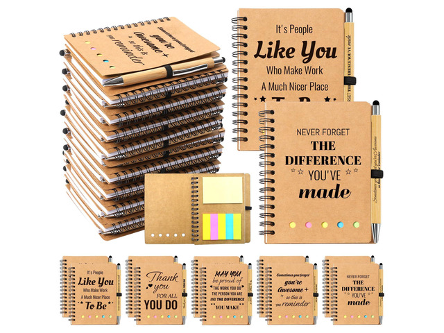 240 Pcs/120 Sets Employee Appreciation Gifts Bulk - Inspirational Spiral Notebooks with Motivational Pens, Thank You Gifts, Valentines Gift for...