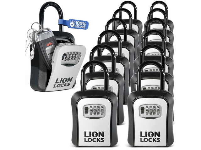 Key Lock Box for Keys with Code (12 Pack) 4 Digit Combination Lockbox for Keys Outdoor, Portable, Waterproof, Realtor Lock Box