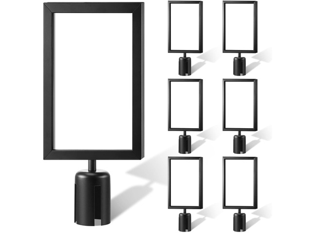 8 Pcs Stanchion Sign Holder Double Sided Sign Frame with Cover Stanchion Top Frames for 8.58 x 12.52 Inches Paper Size for Crowd Control Sentry...