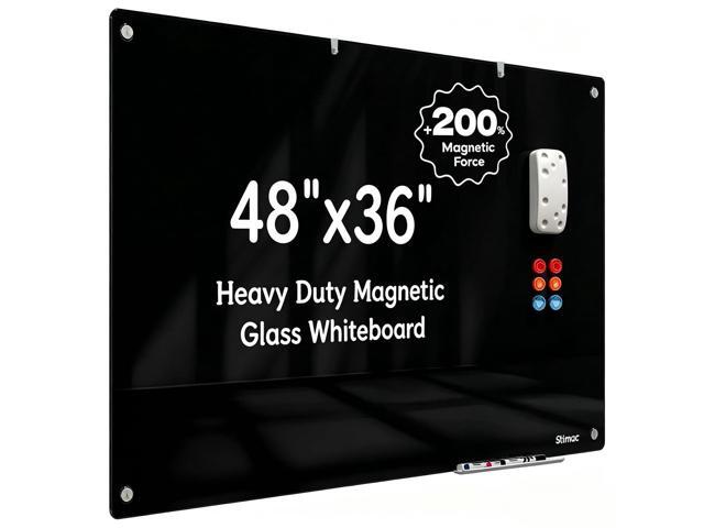 Magnetic Glass Dry Erase Board - 48'' x 36'' Blackboard Black Writing Board Nano-Coated Tempered Glass Marker for Wall Office School and Home