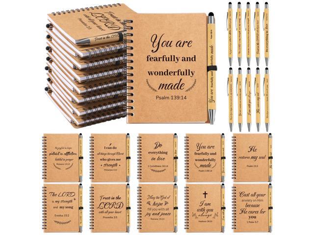 240 PCS Bulk Christian Gifts, Prayer Journal for Women & Men,120 Small Christian Notebooks,120 Scripture Pens, Inspirational Notebooks for Church,...