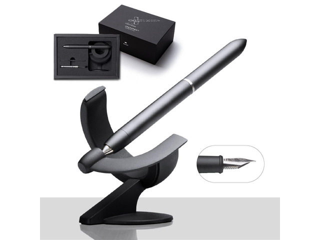 Hoverpen Future - Luxury Fountain Pen, Schmidt Nib (Fine), Converter, Extra Refill, Futuristic Aesthetic, Aerospace Metal, Best Pen Gift Set for...