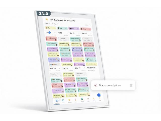 Wall Planner Digital Calendar & Chore Chart, Smart Touchscreen Interactive Display for Family Schedules Wall Mount Included, Great for Organizing.