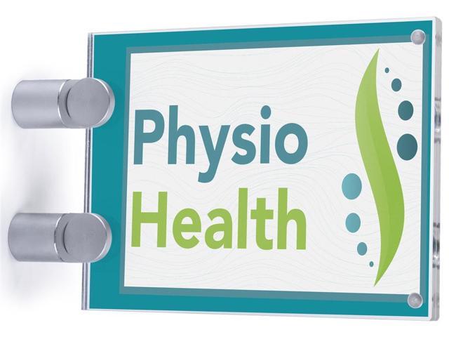 Set of 6 - Office Corporate Wall Sign, Double Sided, Magnetic Frame, Standoff Mounted (5'W x 3.75'H)