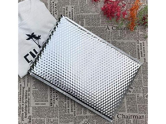 ProLine Glamour Metallic Silver Poly Bubble Mailers Envelopes Self Sealing Bags #000 4x8 Extra Wide (1000)