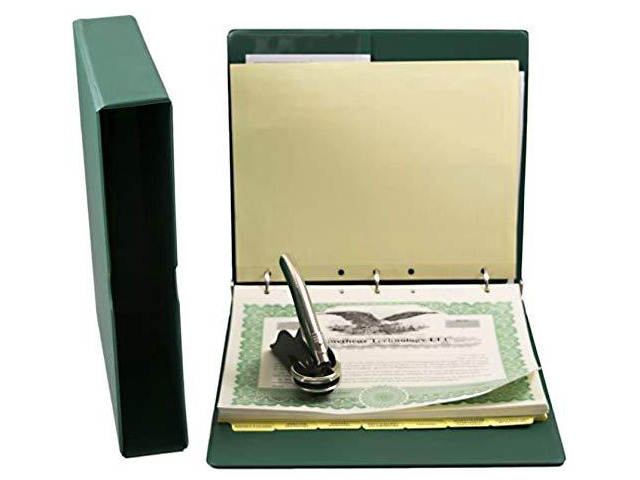 Blumberg Green Beauty Limited Liability Company (LLC) Kit with Records Binder, LLC Seal, Printed Membership Certificates with Full-Page Stubs, and...