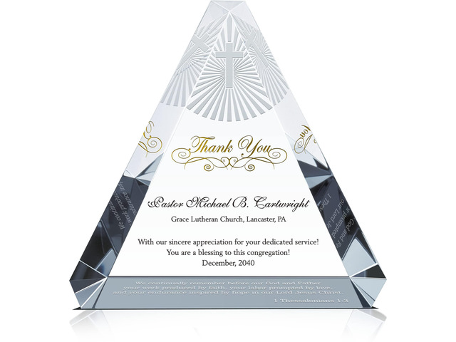 Custom Trinity Crystal Pastor Appreciation Plaque Personalized Gift for Minister, Priest, Deacon or Church Staff with Engraved Thank You Message...