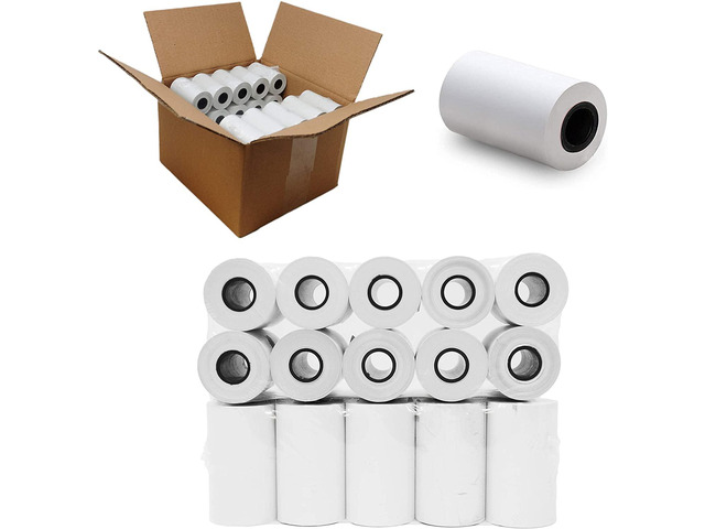 (50 GSM) 2-1/4 X 75 Thermal Paper [10 Cases - 500 Rolls] for ICT220 ICT250 FD400 FD130 FD50 FD400 FD55 FD100Ti Vx520 Vx510 Vx510LE Vx570 ZQ520...
