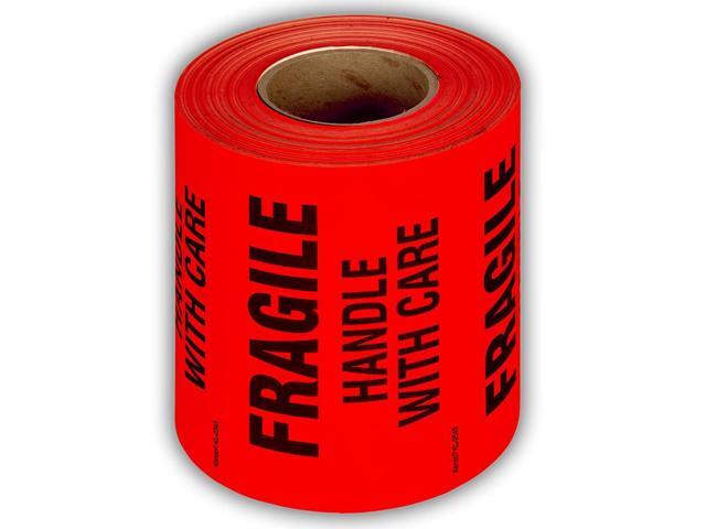3' X 5' Fragile Handle with Care Fluorescent Shipping Label Stickers for Shipping and Packing -500 Labels Per Roll (10 Pack)