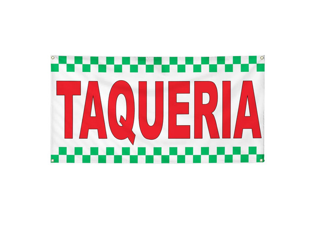 Vinyl Banner Multiple Sizes Taqueria Red Food Bar Restaurant Truck Restaurant & Food Outdoor Weatherproof Industrial Yard Signs 10 Grommets...