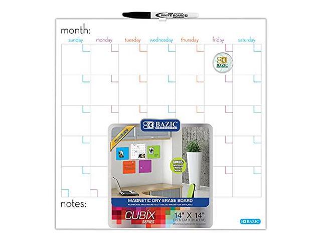 Magnetic Dry Erase Calendar Tile, 14 x 14 in, 12-Case magnetic dry erase calendar board, marker and magnet included