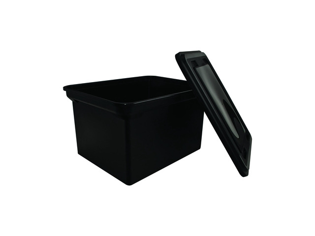 File Tote with Lid, 18 x 10.75 x 14 Inches, Black, Case of 8 (34052CT)