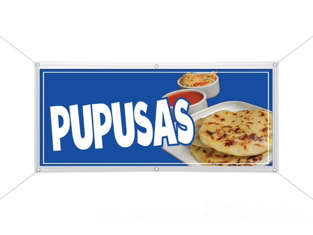 Pupusas Vinyl Banner advertising Sign Full color indoor outdoor Salvadorian Food (3' x 15')
