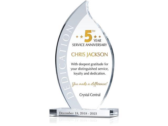 Custom Crystal Employee Work Anniversary Awards and Trophies, Personalized Engraved with Your own Loyalty and dedication Recognition Award Message.
