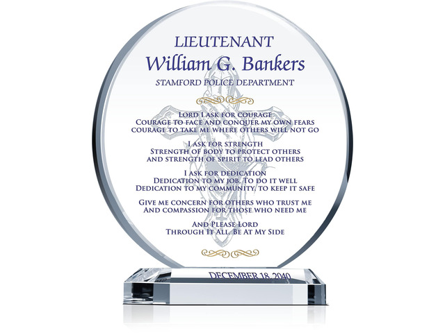 Personalized Crystal Police Officer Prayer Plaque Custom Engraved Law Enforcement Gift with Officer Name & Department, Unique Police Academy...