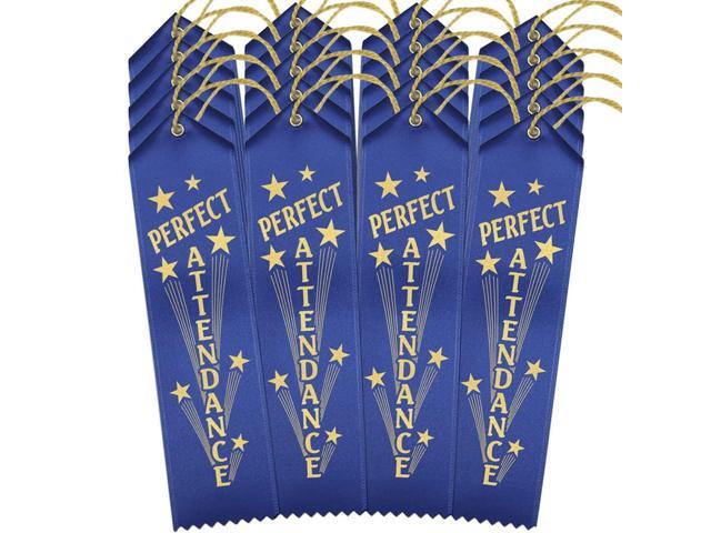 Perfect Attendance Ribbons - 500 Blue Ribbons with Card & String