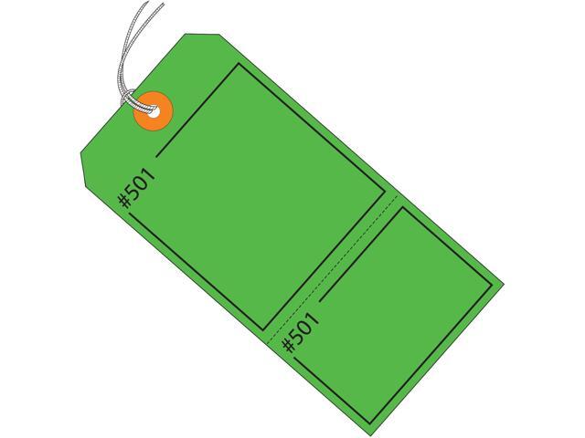 Claim Tags Consecutively Numbered - Pre-Strung, 4 3/4' x 2 3/8', Green, Pack of 1000 (G26211)