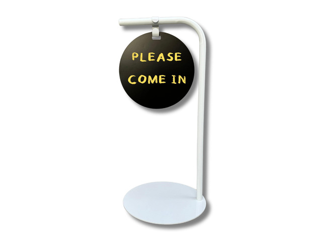Pop Up Pathway Sidewalk Minimalist Style Chalkboard Sign 14x30 Inch Magnetic Surface Double Sided Sign for Outdoor Business Display (WHITE)