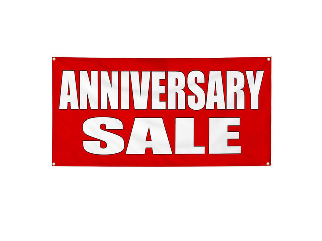 Vinyl Banner Multiple Sizes Anniversary Sale Promotion Business Business Outdoor Weatherproof Industrial Yard Signs Red 10 Grommets 60x144Inches