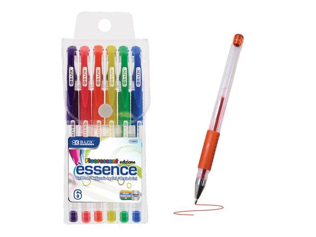 Essence Gel Pens, Grip, 0.8mm Medium, 6 Colors, 144-Case Smooth smear-free ink, Essence fluorescent gel pens, cushion grip, 0.8 mm medium, notes,.