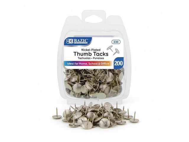 Thumb Tacks, Nickel Silver, 200 Ct, 144-Case sharp steel points that hold notes, photos, reminders on cork and bulletin boards