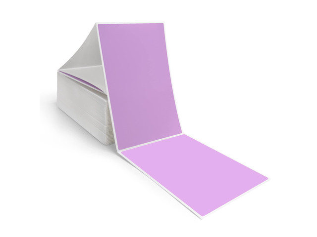 8NET 4 x 6 Purple Fanfold Direct Thermal Mailing Shipping Labels Self Adhesive, 4000 Labels per case, Compitable with Most Thermal Printers