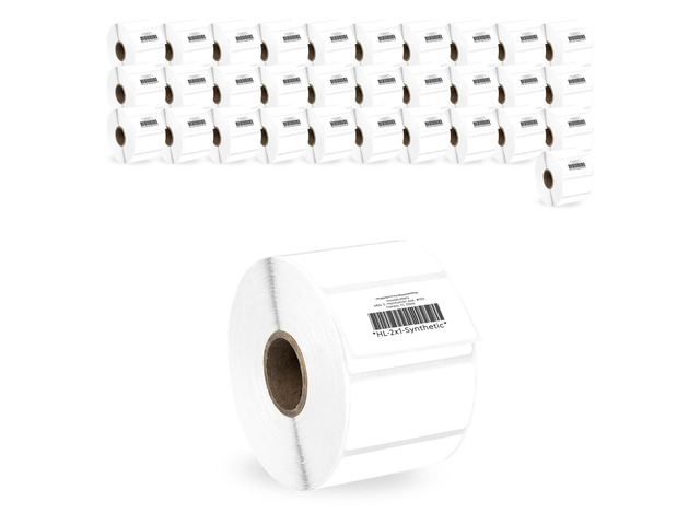 Compatible with Zebra, 1' Core, in Polypropylene, 2' x 1' Barcode Labels Compatible With Zebra and Rollo Printers, 32 Rolls / 1300 Labels per Roll
