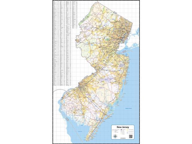 New Jersey Laminated Wall Map (24 wide x 40 high)