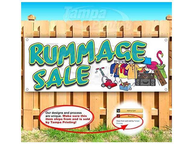Rummage Event Banner 13 oz Non-Fabric Heavy-Duty Vinyl Single-Sided with Metal Grommets