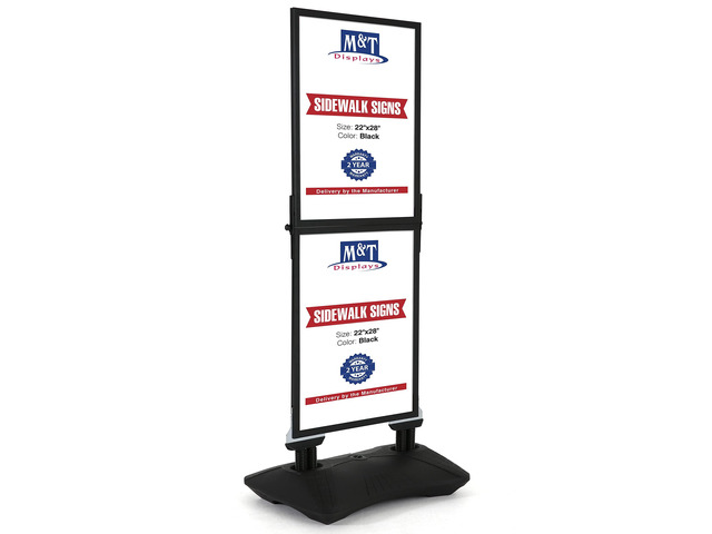 Windpro Slim 2 Tier 22x28 Inch Outdoor Pavement Sidewalk Sign Holder Weather Resistant Double Sided Black Aluminum Easy Top Loading Slide-In Poster...