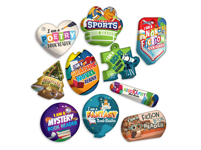 Brag Tags to Get Kids & Students Reading Multiple Genres and Themes of Books Reading Value Pack: 500 Tags (50 Tags for Each Design)