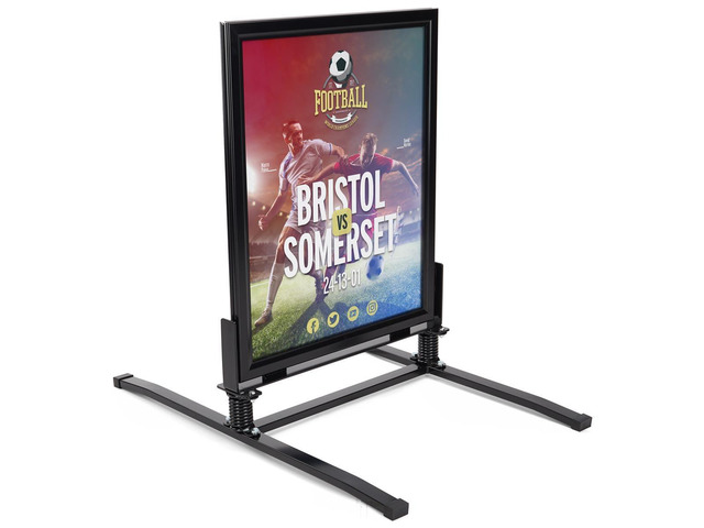 22x28 Inch Outdoor Sign Holder, Black, Powder Coated Steel, Modern Style, Wind & Waterproof, Snap Frame with Magnetic Trim, Anti-Glare PVC Lenses